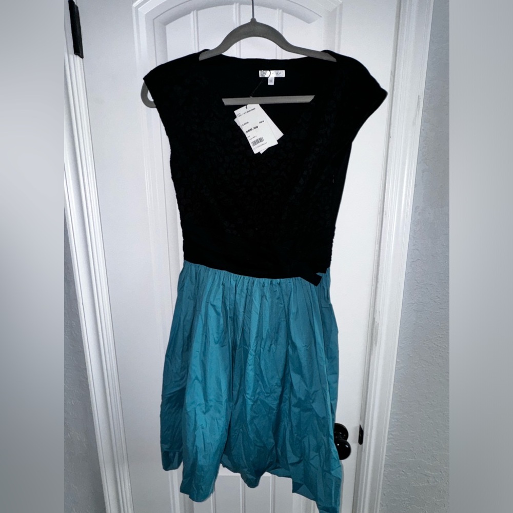 PAULE KA dress turquoise and black dress with bow Accent NWT size 38